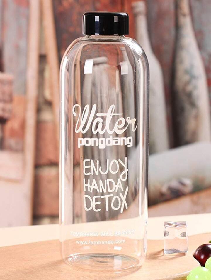 1 Liter Clear Glass Water Bottle with Random Logo