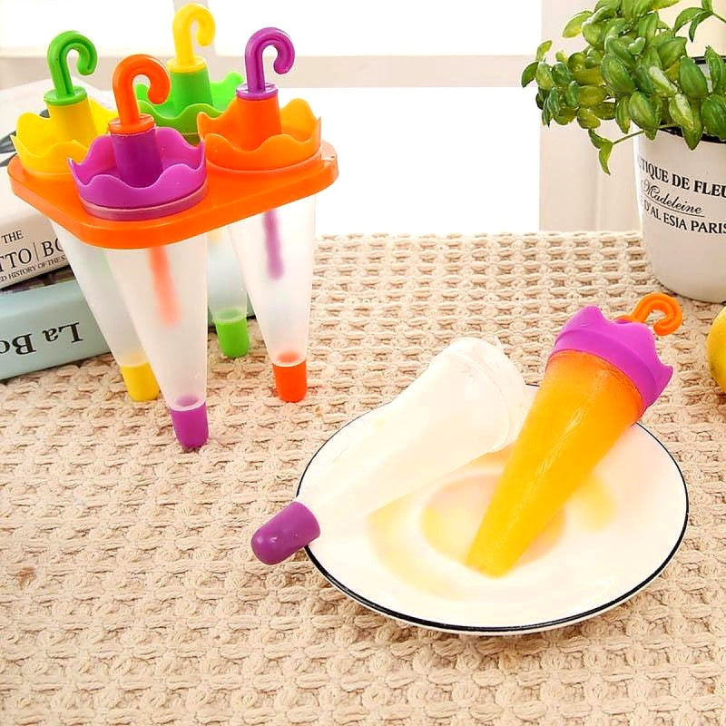 Umbrella-Shaped Popsicle Moulds – 4-Piece Set