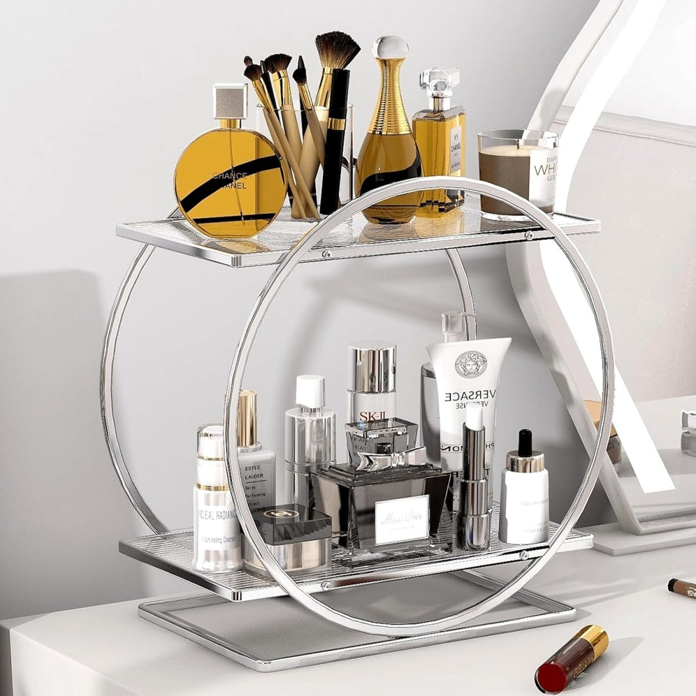 2 Tier Bathroom Countertop Makeup Organizer