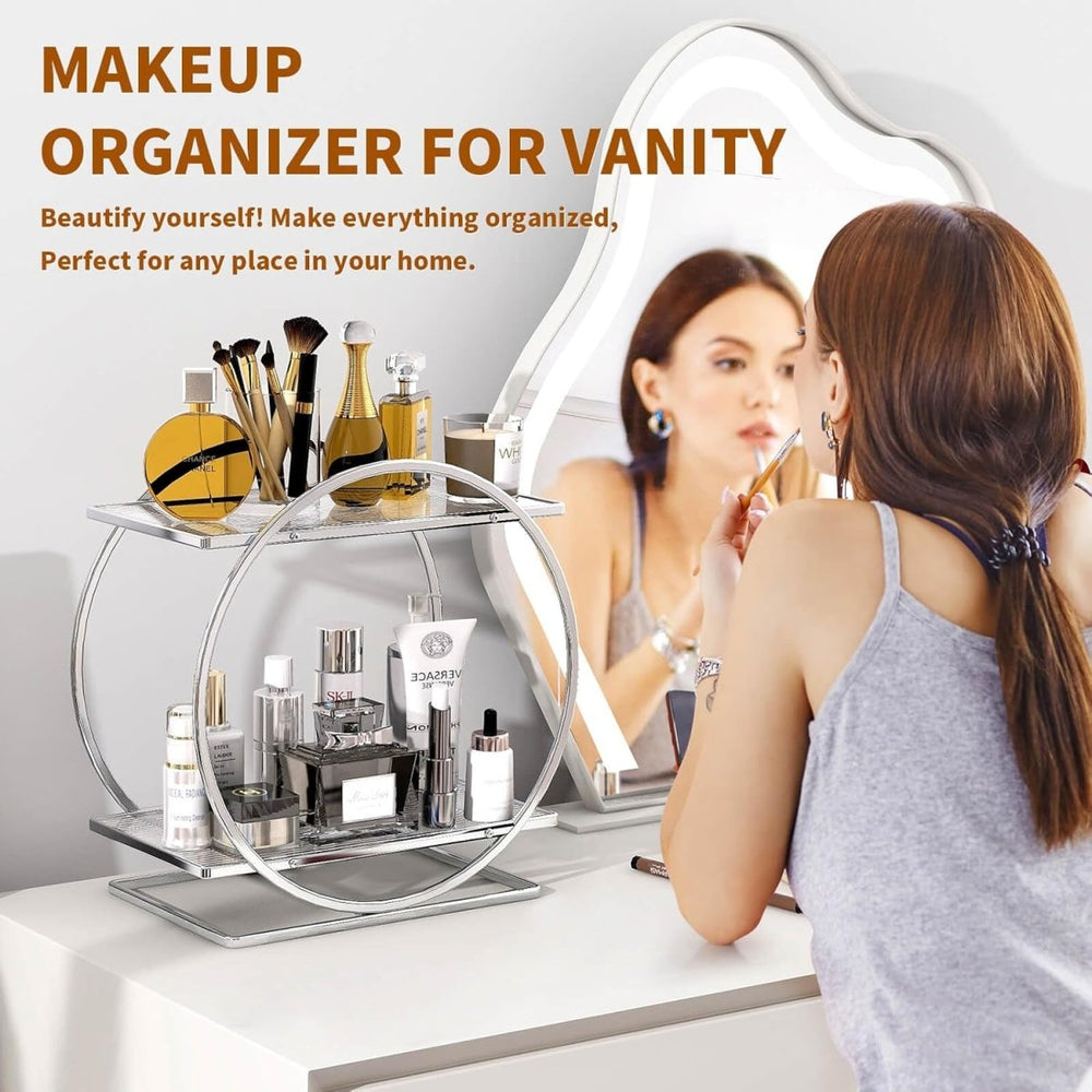 2 Tier Bathroom Countertop Makeup Organizer