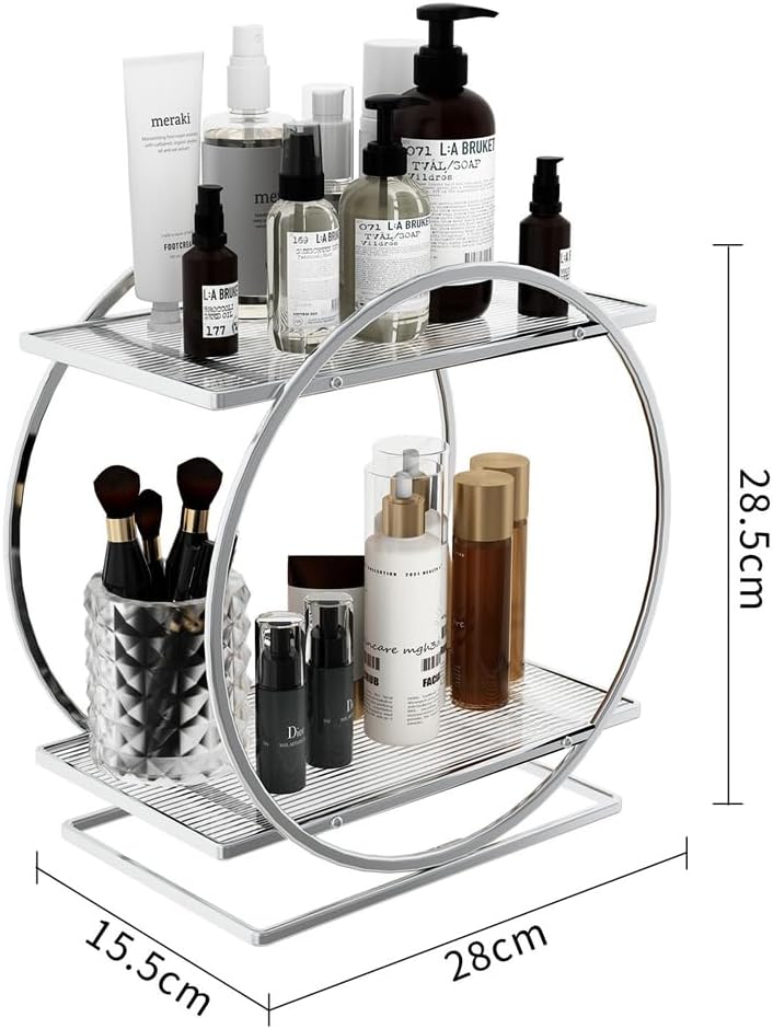 2 Tier Bathroom Countertop Makeup Organizer