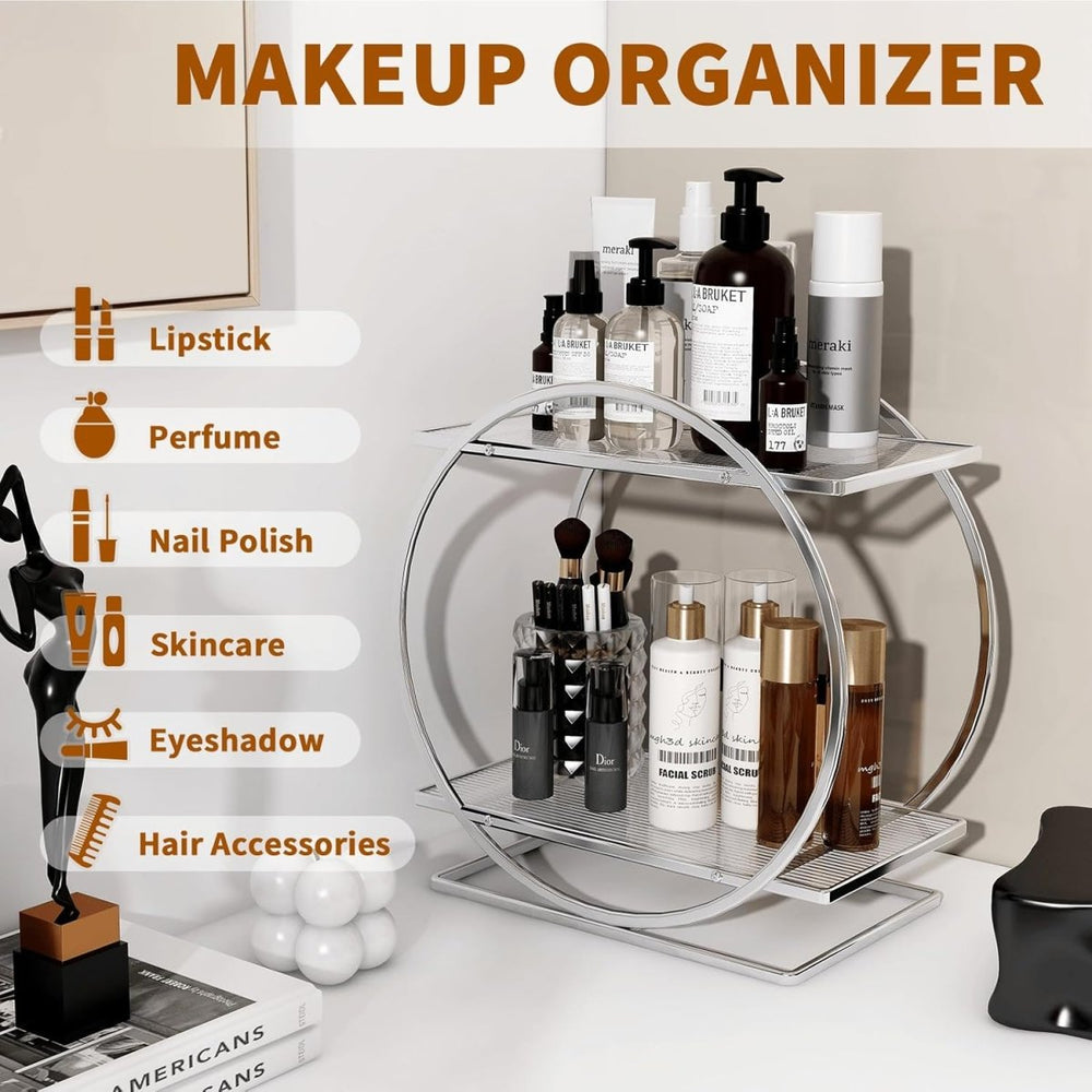2 Tier Bathroom Countertop Makeup Organizer