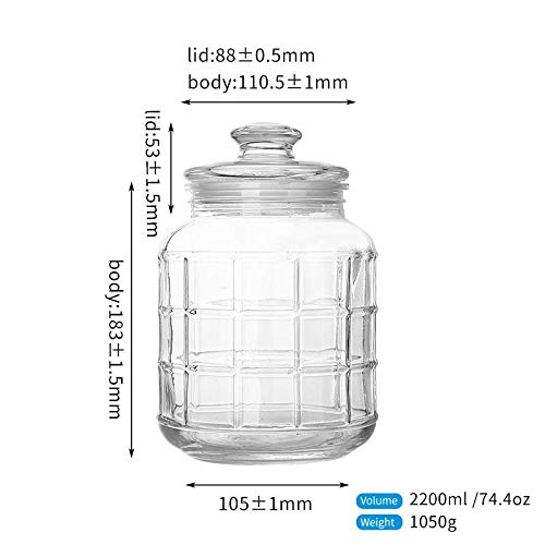 2.2Liter Clear Round Glass Jar with Lid