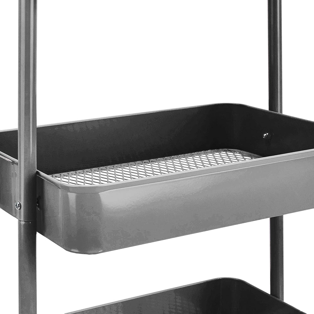 3-Tier Wheeled Mesh Base Rolling Kitchen Trolley Cart