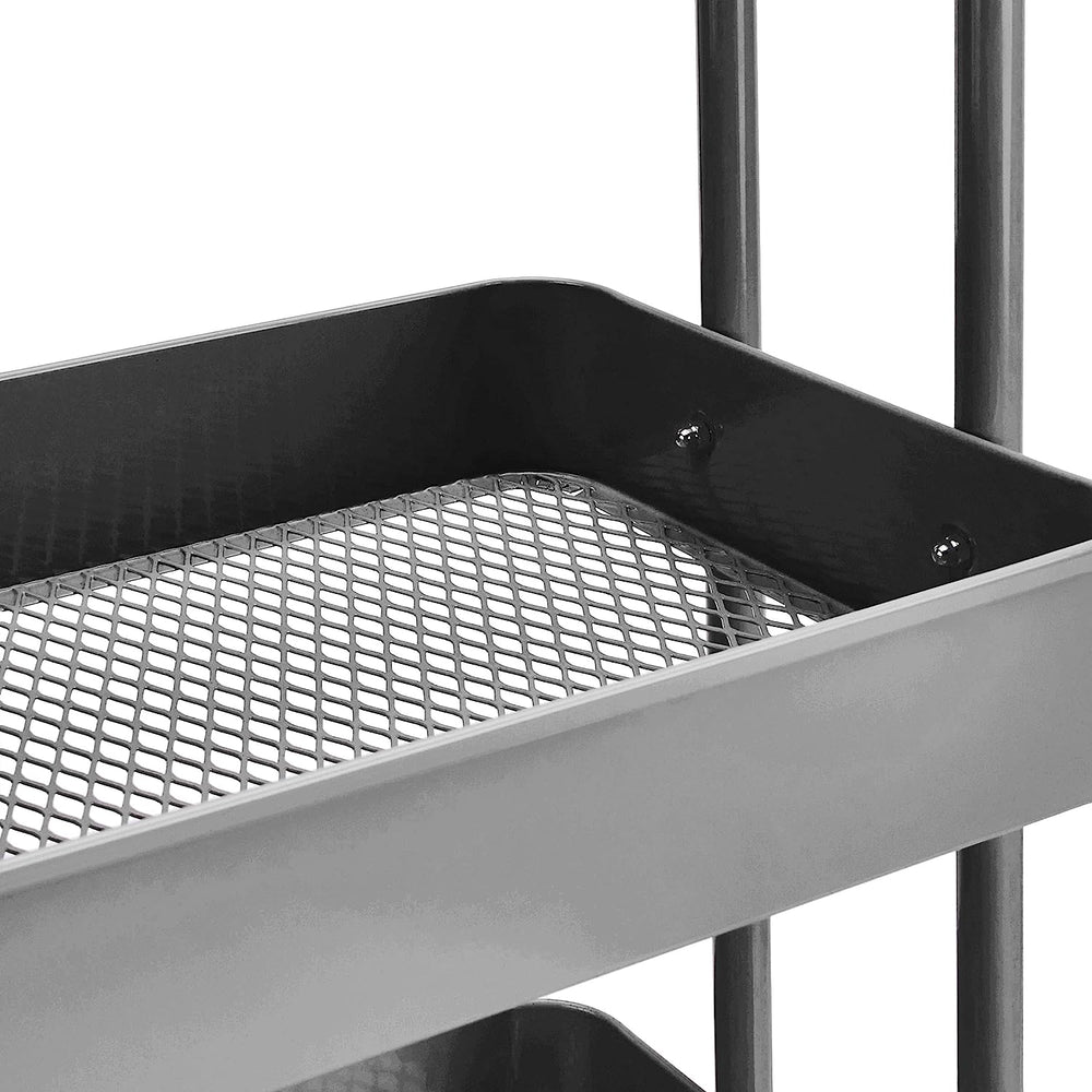3-Tier Wheeled Mesh Base Rolling Kitchen Trolley Cart