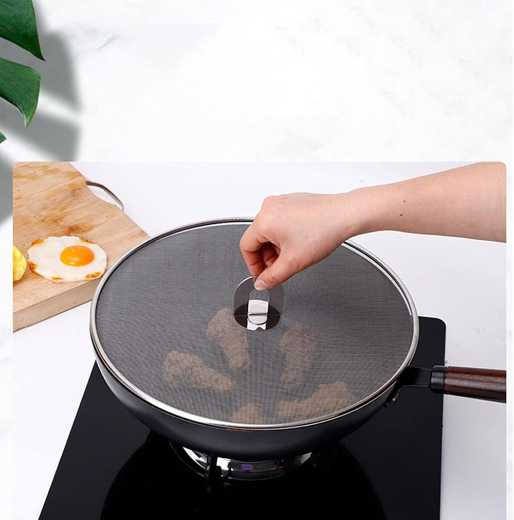 Fine Mesh Splatter Screen with Fold-Flat Knob – 29cm Stainless Steel Oil Splash Guard