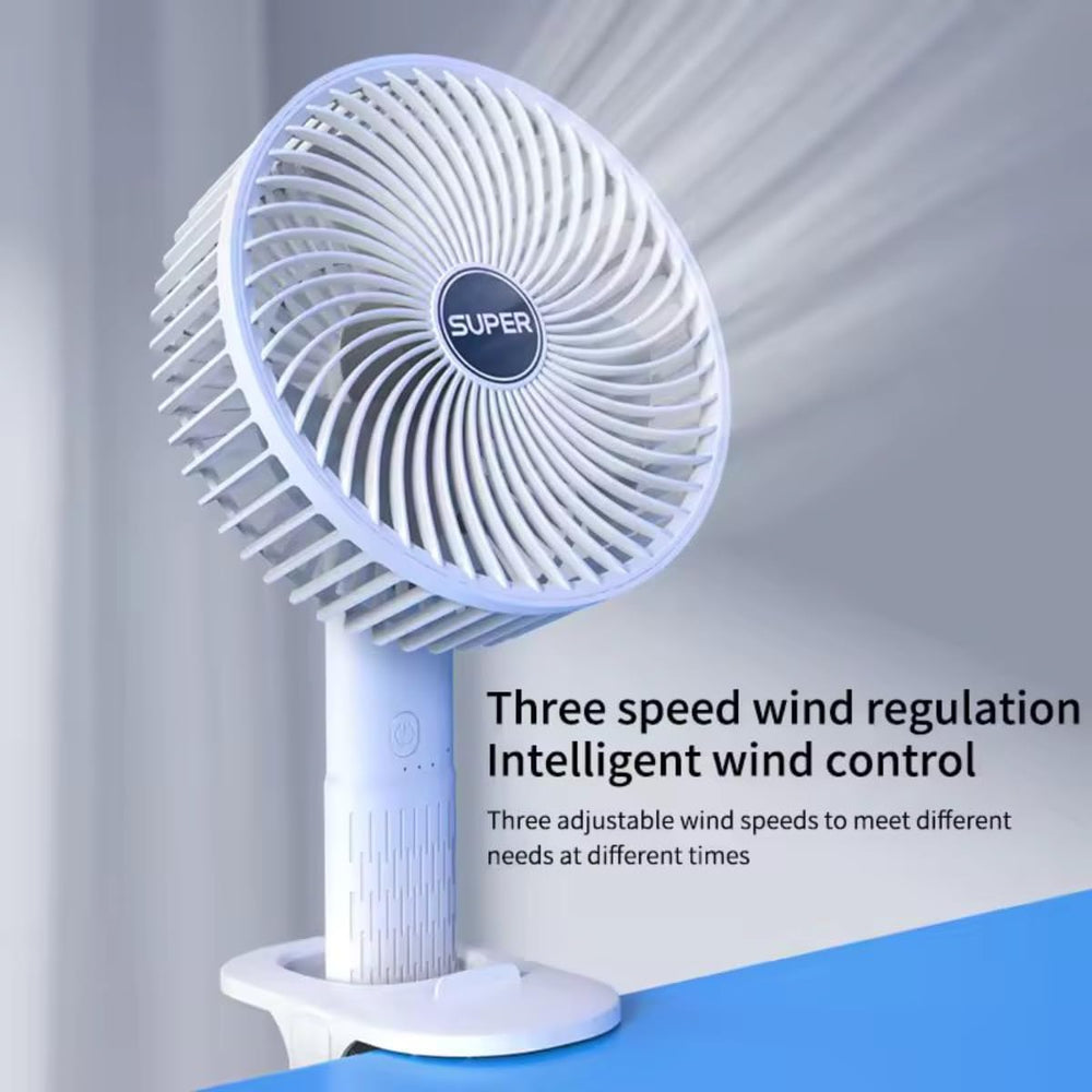 Handheld Clipped Portable 3 Gears Rechargeable Desktop Fan