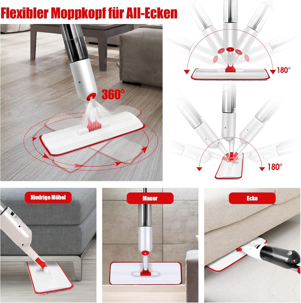 360° Rotating Microfiber Spray Mop with Refillable Bottle – No Bucket Needed