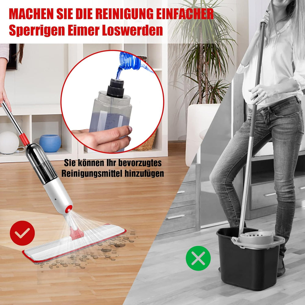360° Rotating Microfiber Spray Mop with Refillable Bottle – No Bucket Needed