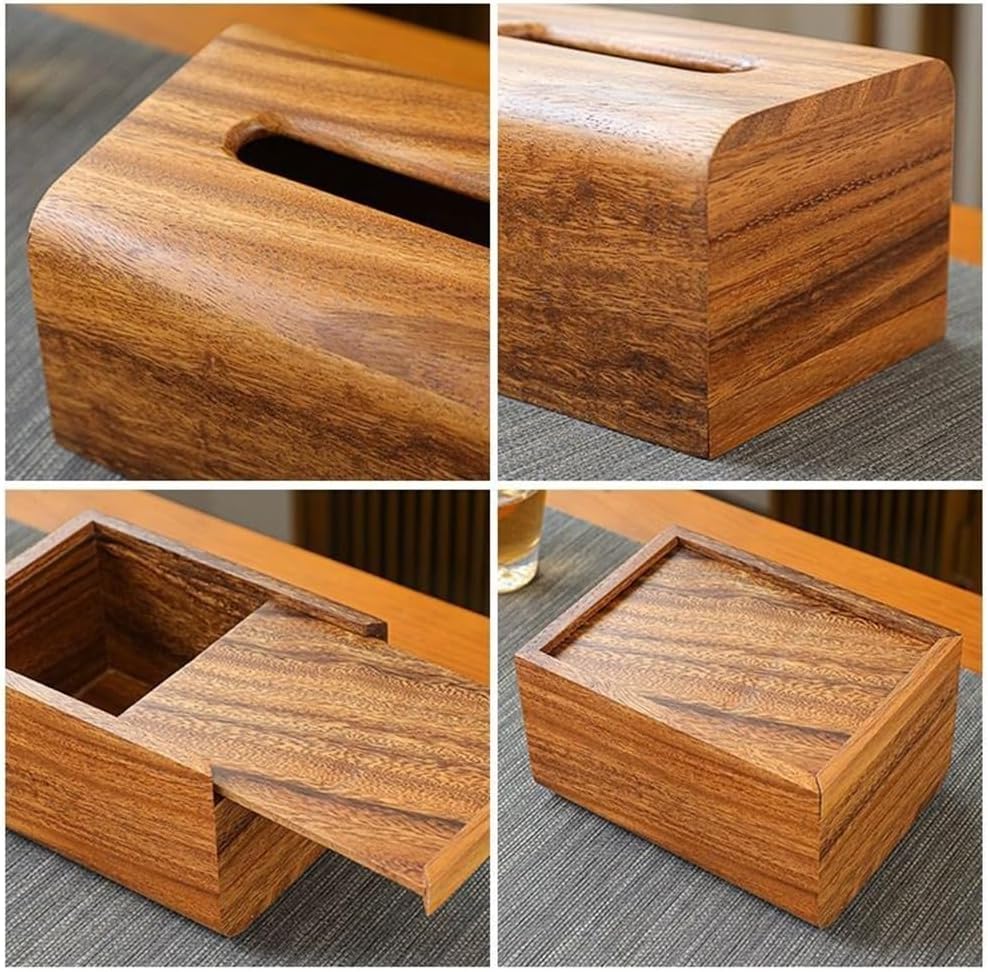 Stylish Wooden Tissue Box Holder with Removable Bottom