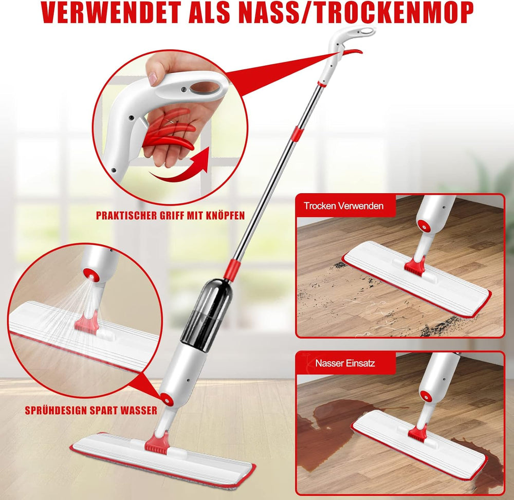 360° Rotating Microfiber Spray Mop with Refillable Bottle – No Bucket Needed