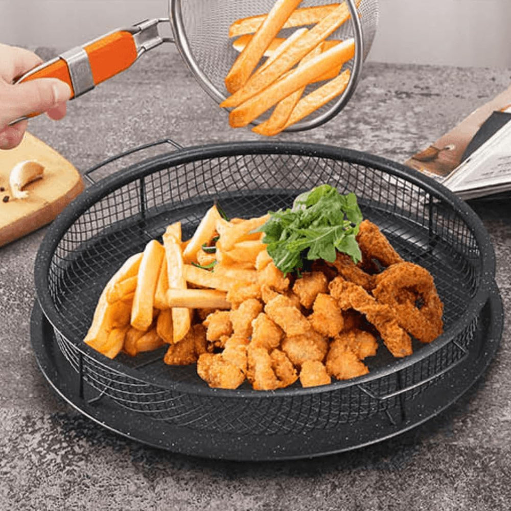 Premium Non-Stick Air Fryer Baking Tray with Mesh Basket