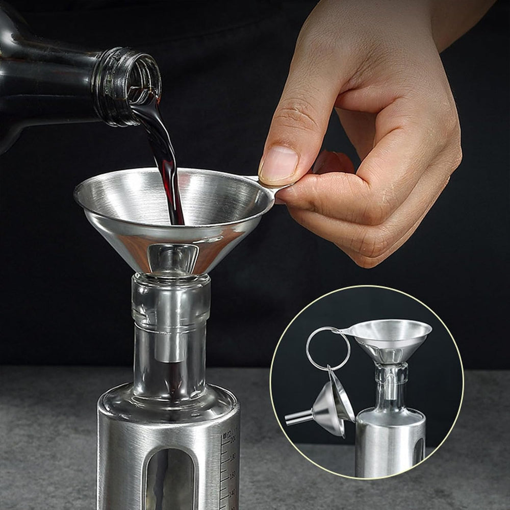 3Pcs Stainless Steel Kitchen Funnel Set with Cleaning Brush – Large, Medium & Small