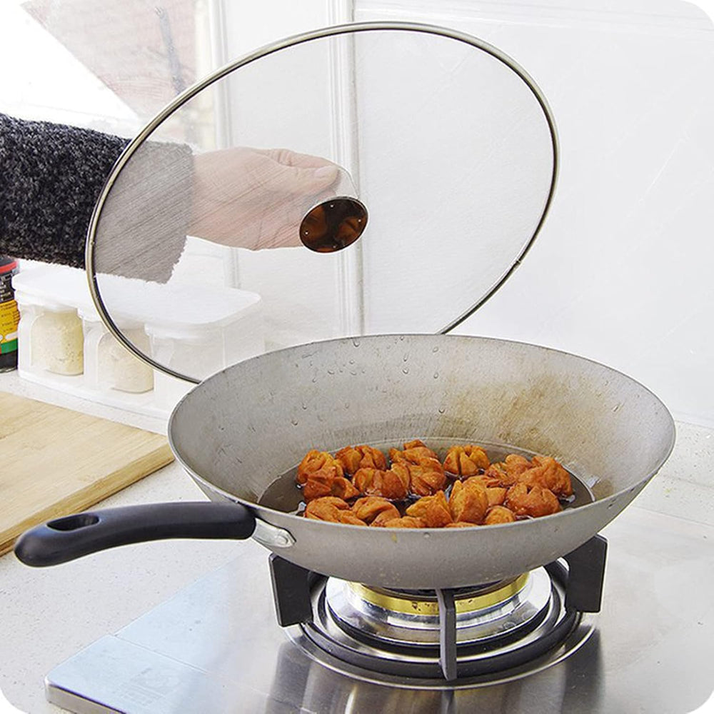 Fine Mesh Splatter Screen with Fold-Flat Knob – 29cm Stainless Steel Oil Splash Guard