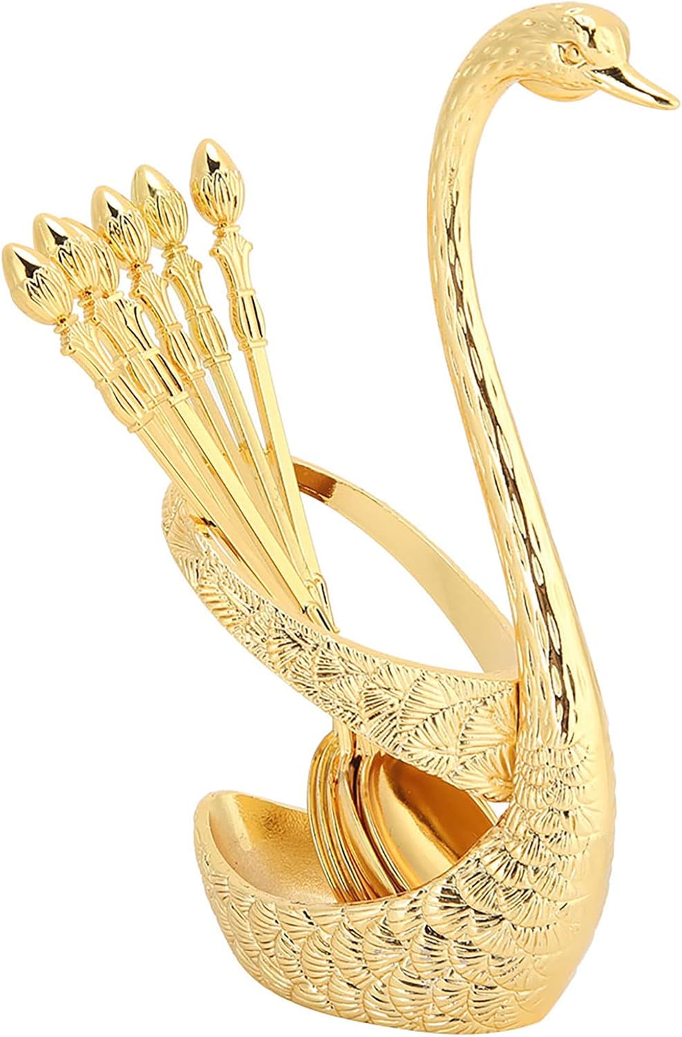 7 Piece Swan Shape Spoon Holder Set – Elegant Steel Cutlery