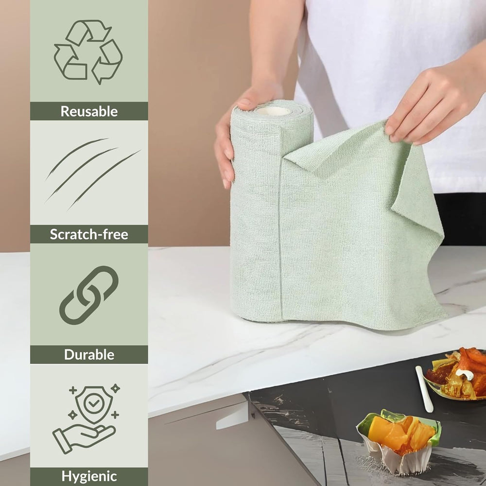 Reusable Microfiber Cloth Roll – 1 Roll Includes 20 Pcs | Multi-Color