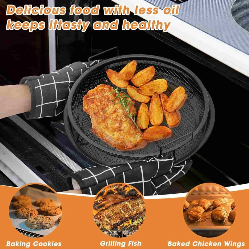 Premium Non-Stick Air Fryer Baking Tray with Mesh Basket