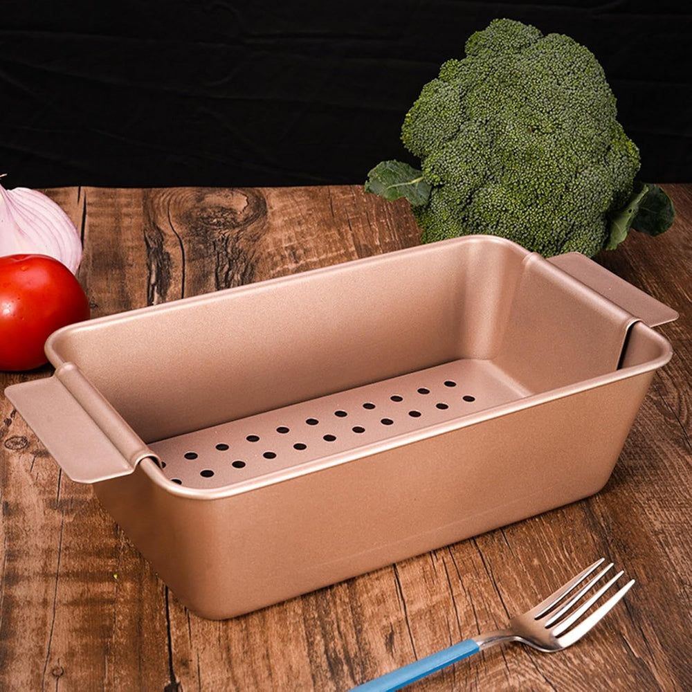 Meatloaf Pan with Drain Tray | Bread Loaf Pan with Insert