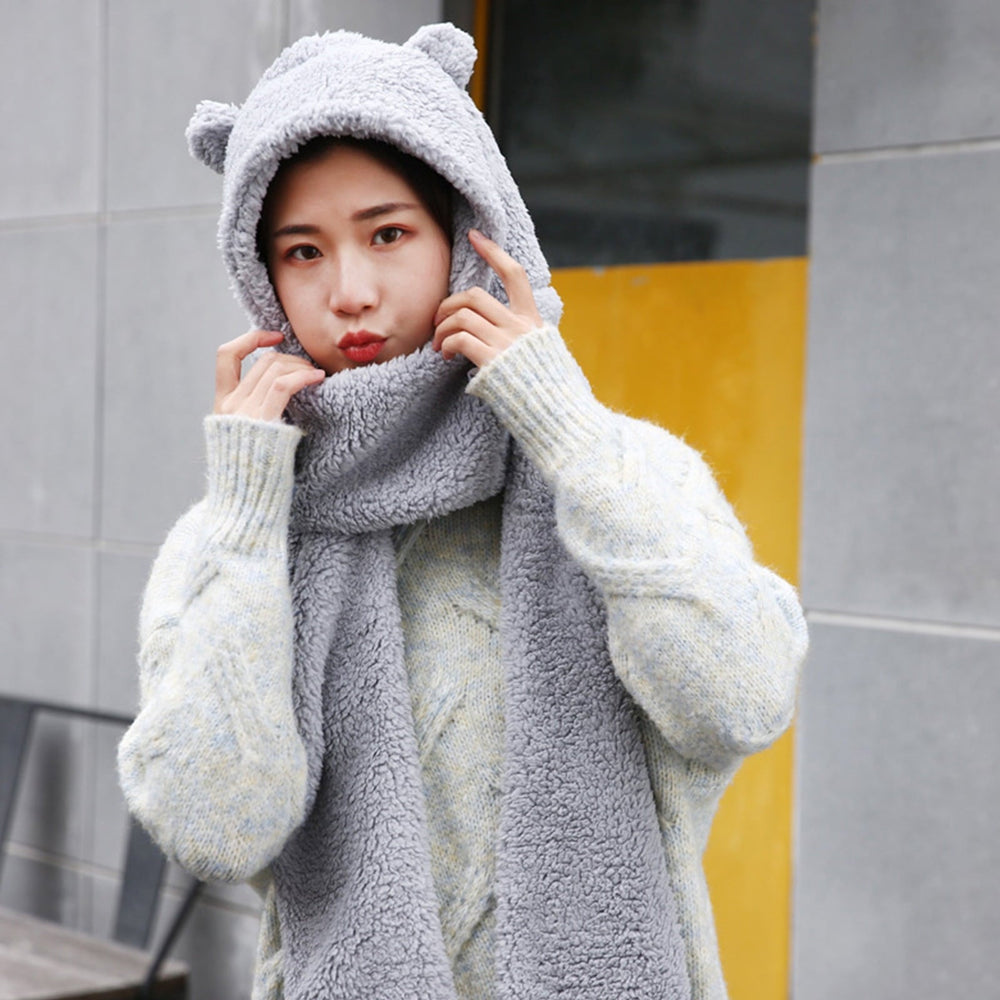 Winter Faux Fur Plush BearHood Scarf Hat & Gloves Set – Warm Winter Accessories Pakistan