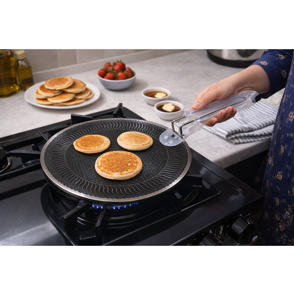 Double Sided Laser Coated Honeycomb Tawa with Single Handle