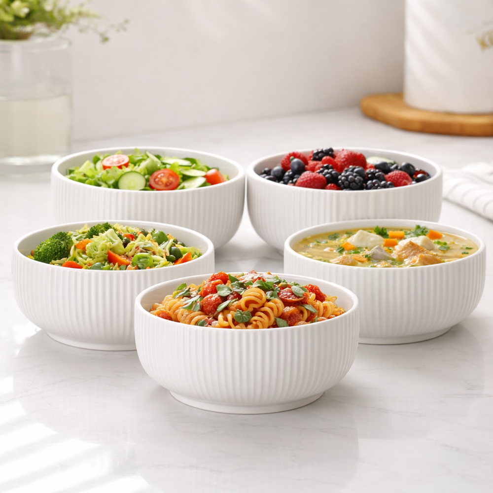 White Ceramic Plate & Bowl Set – 6 & 12 Piece