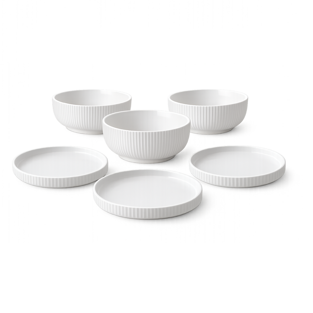 White Ceramic Plate & Bowl Set – 6 & 12 Piece