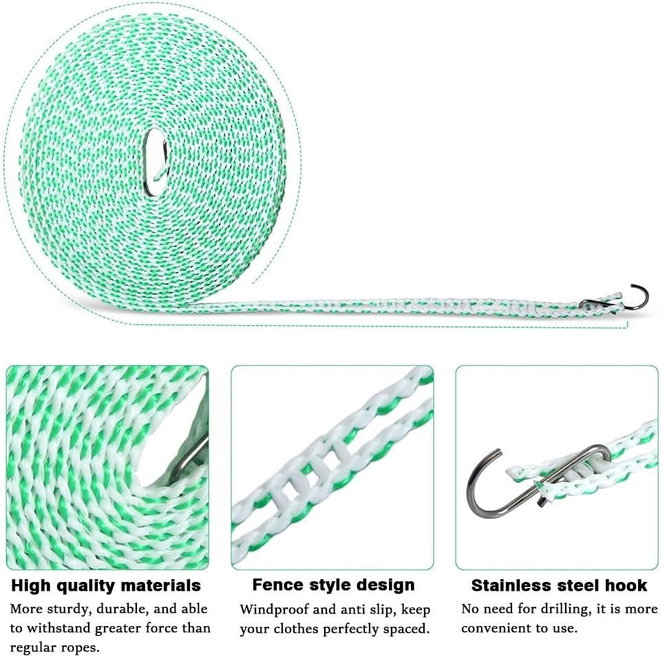 Windproof Clothesline Rope – Widened Anti-Skid Clothes Drying Line