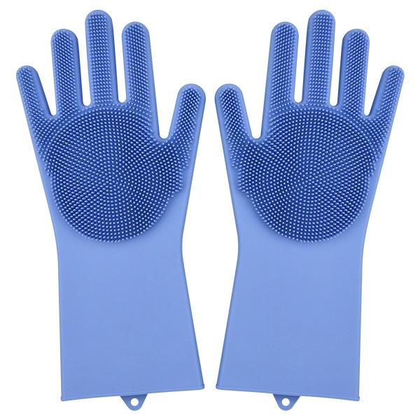 Magic Silicone Dishwashing Gloves 2 in 1 Wash Scrubber Household Supplies, Kitchen Tools for Dish Cleaning, Car Wash - 1 Pair