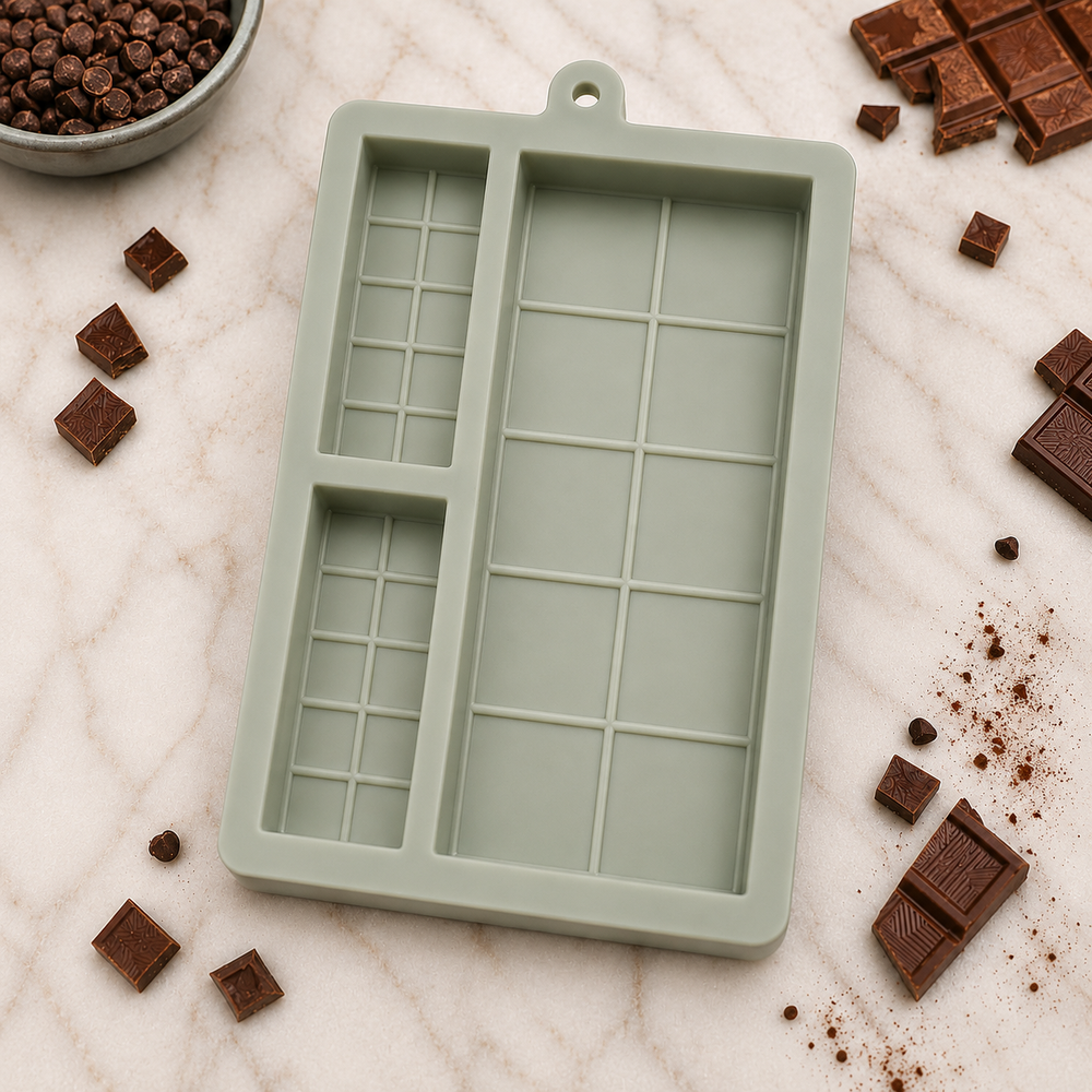 3 Cavity Silicon Chocolate Mold | 3in1 Kunafa Chocolate Bar Mold