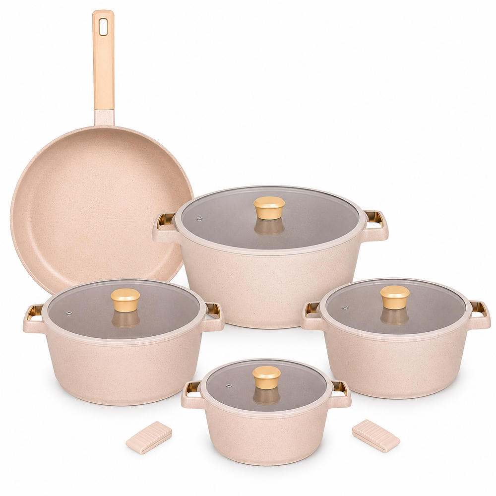 NEOFLAM FIKA 11-Piece Non-Stick Cookware Set with Lids | Ceramic Coated Aluminium