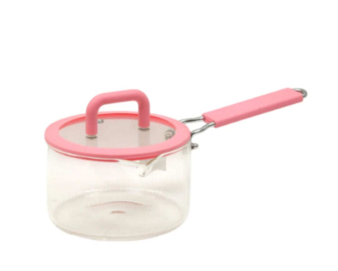 Heat Resistant Borosilicate Glass Pot with Lid & Long Handle – 1.8L