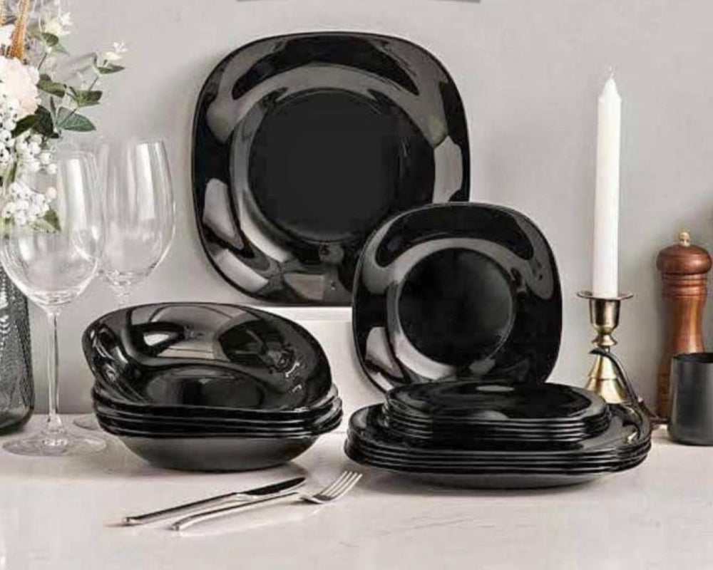 Luxury Black Marble Dinner Plate Set
