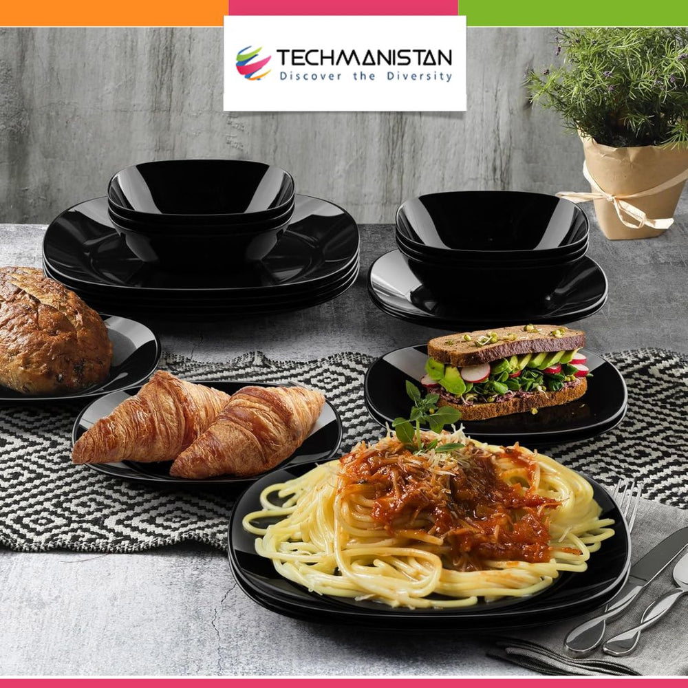 Luxury Black Marble Dinner Plate Set