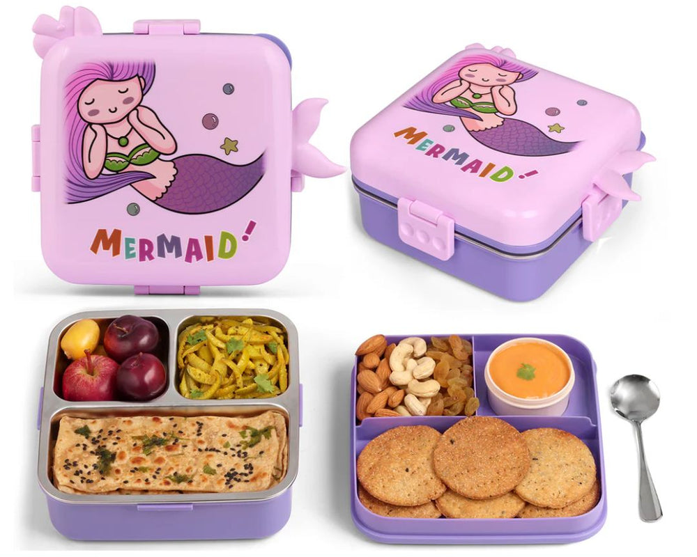 Mermaid Themed 3 Compartment Stainless Steel Bento Box