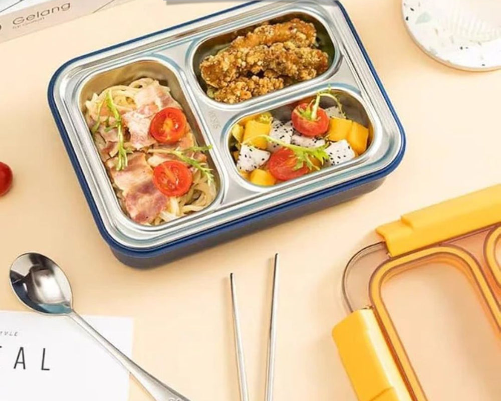 Random Cartoon Themed 3 Compartment Insulated Lunch Box