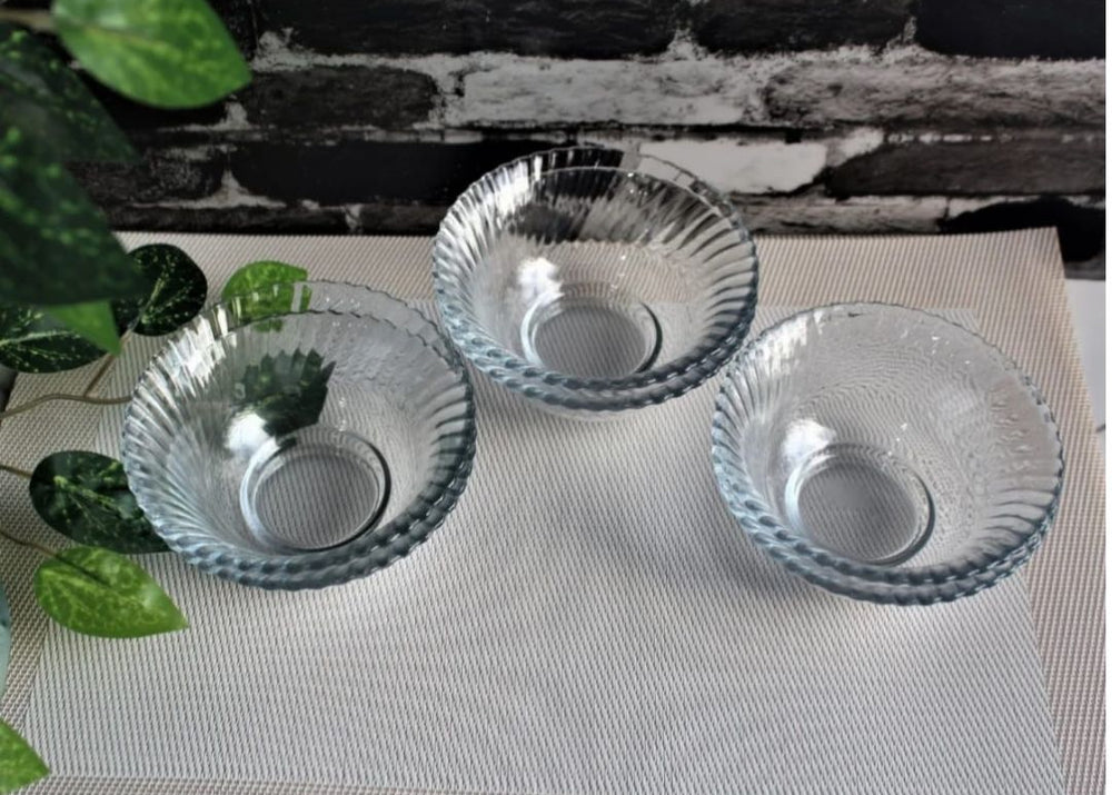 Set of 6 Diamond Fruit Bowls Clear Glass Dessert Bowl