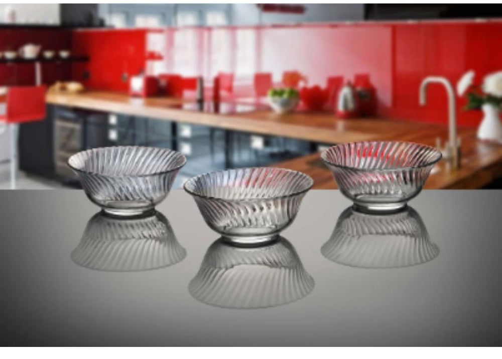Set of 6 Diamond Fruit Bowls Clear Glass Dessert Bowl