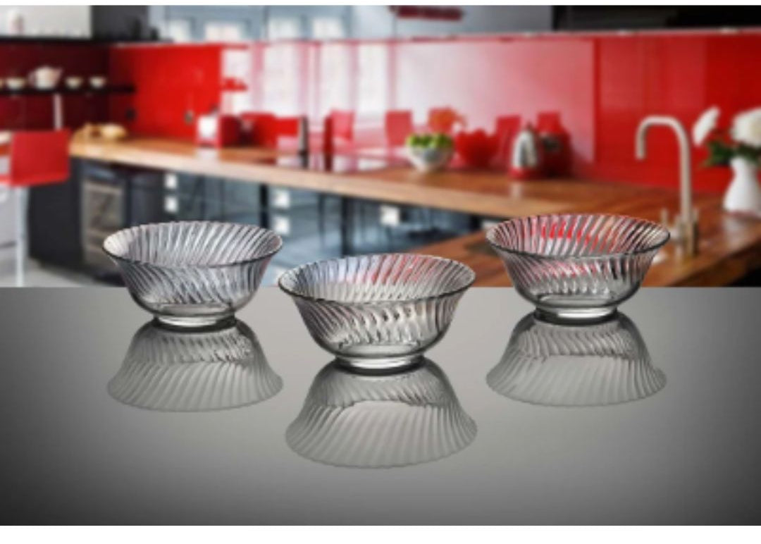 Set of 6 Diamond Fruit Bowls Clear Glass Dessert Bowl