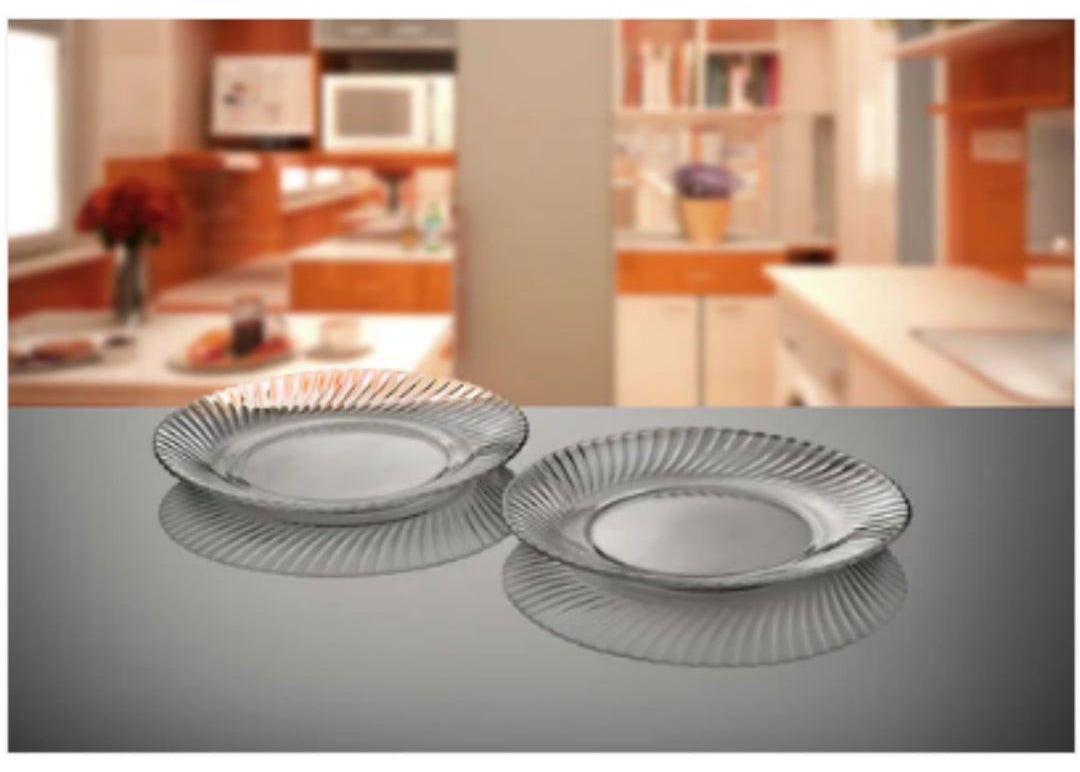 Set of 6 Diamond Quarter Plates Clear Glass Roti Plates