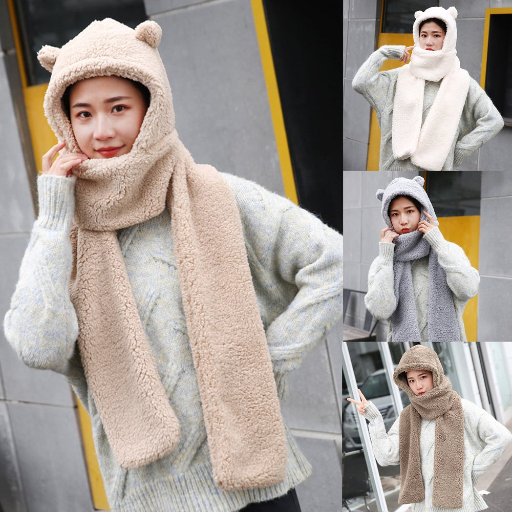 Winter Faux Fur Plush BearHood Scarf Hat & Gloves Set – Warm Winter Accessories Pakistan