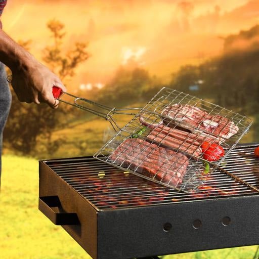BBQ Grill Accessories Combo Set – 8PCS | 3 Skewers, Fish Basket, Kabab Grill, Grill Mat, Oil Dispenser & Brush