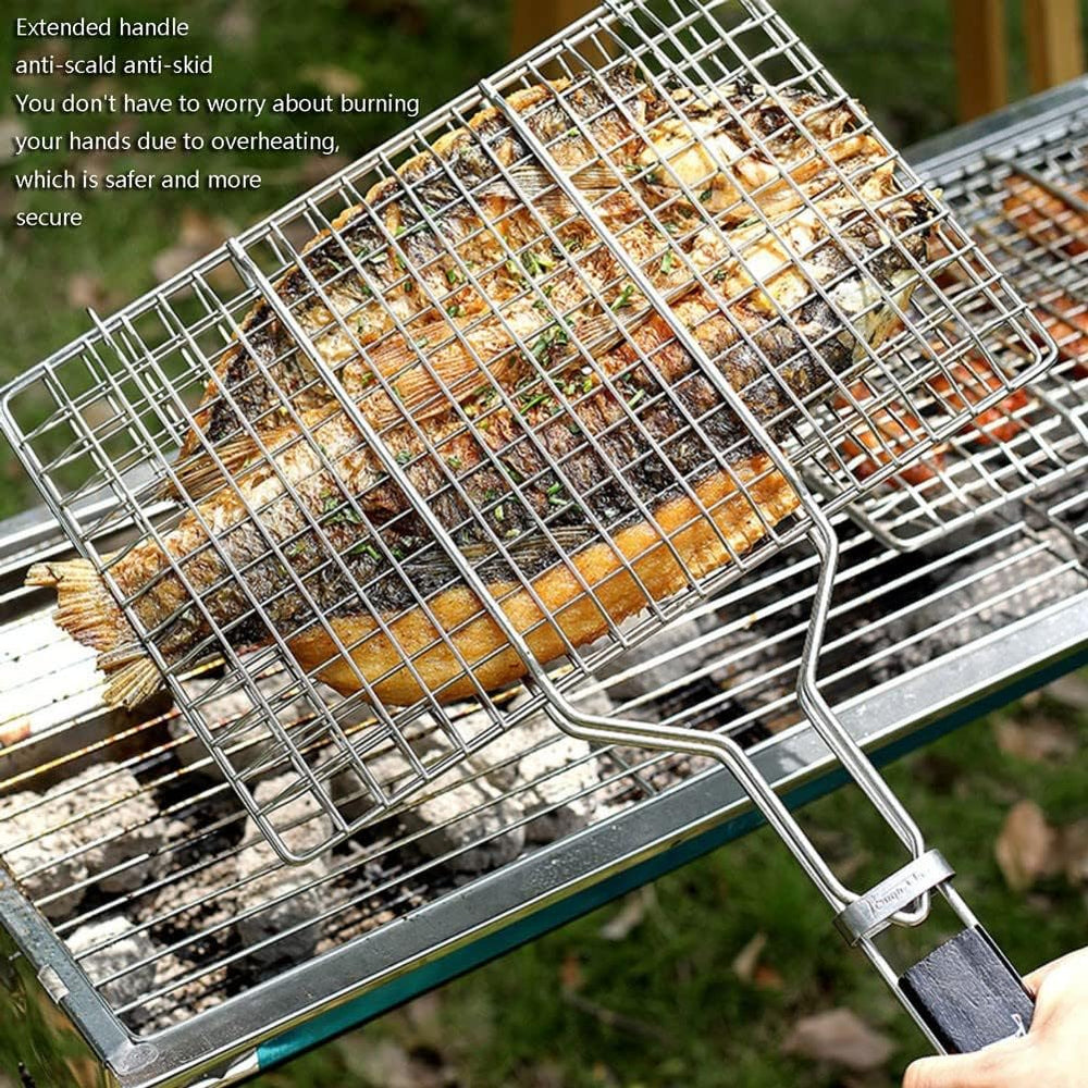 BBQ Grill Accessories Combo Set – 8PCS | 3 Skewers, Fish Basket, Kabab Grill, Grill Mat, Oil Dispenser & Brush
