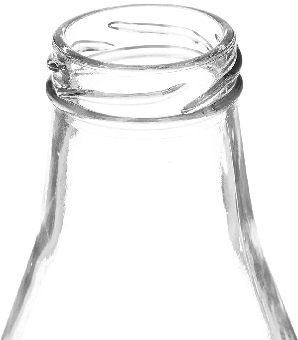 Glass Milk Bottle with Air Tight Black Lid