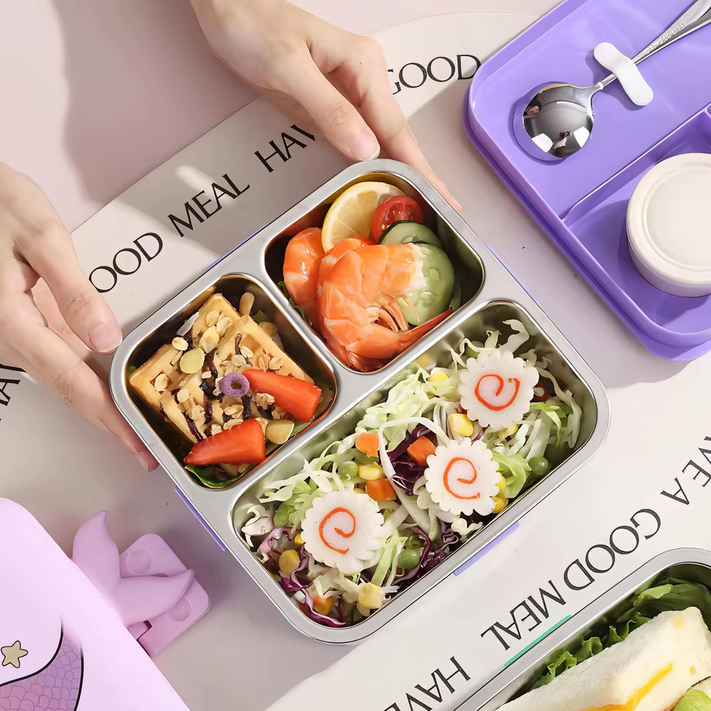 Mermaid Themed 3 Compartment Stainless Steel Bento Box