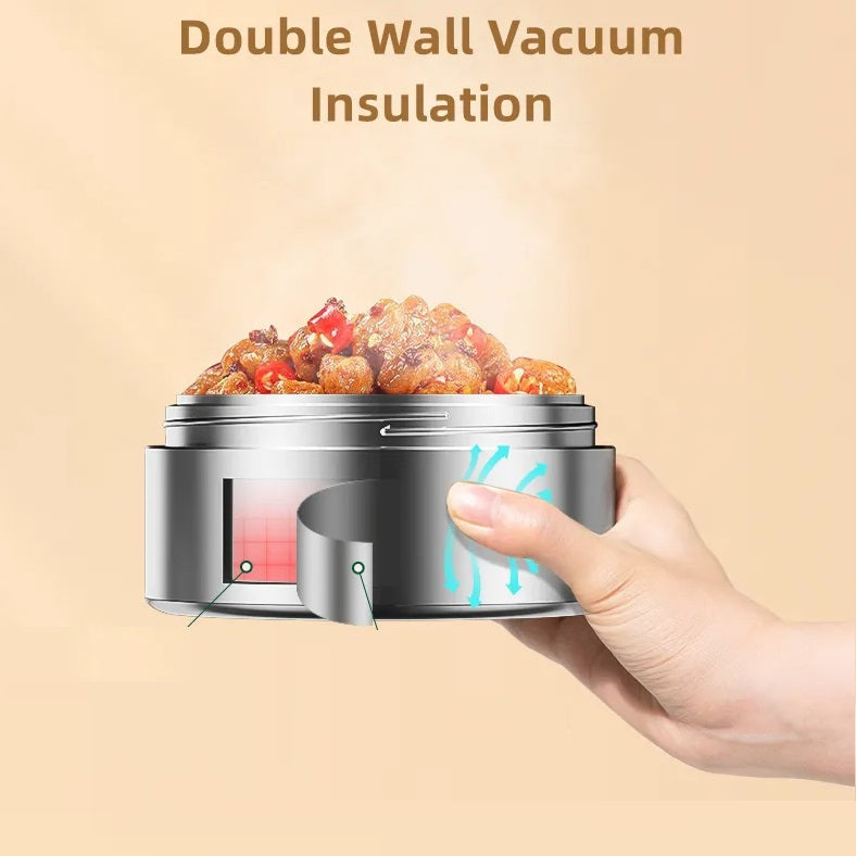 1.8L Multilayer Insulated Vacuum Food Container – 3-Layer Stackable Lunch Box