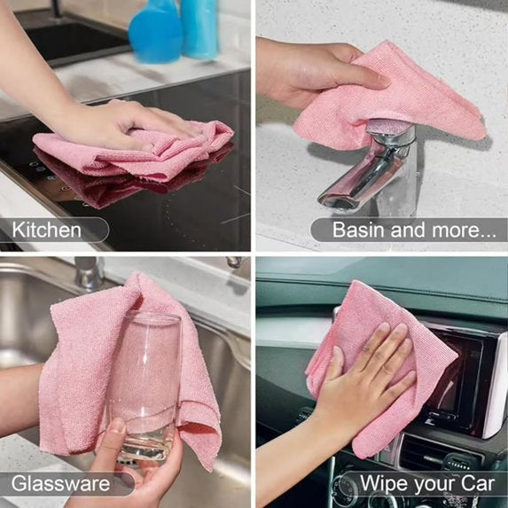 Reusable Microfiber Cloth Roll – 1 Roll Includes 20 Pcs | Multi-Color