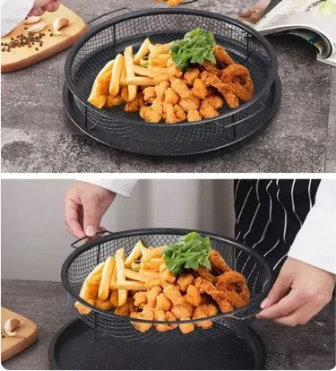 Premium Non-Stick Air Fryer Baking Tray with Mesh Basket