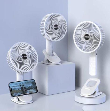 Handheld Clipped Portable 3 Gears Rechargeable Desktop Fan