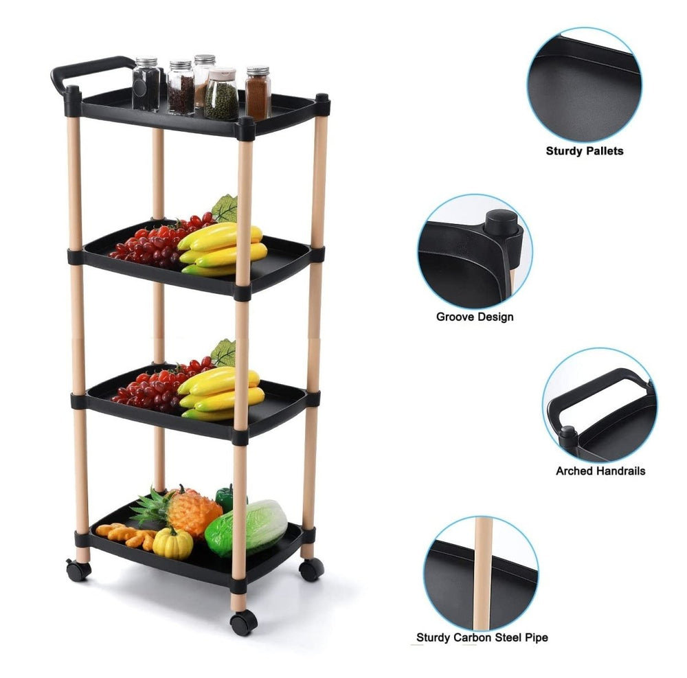Multipurposed 3/4 Tier Rolling Cart with Wheels