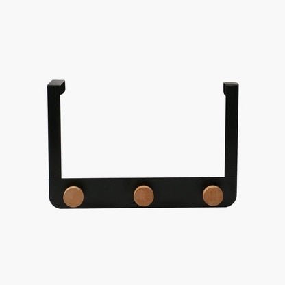 Removable 3 Bamboo Hooks Metal Over the Door Nail-Free Door Hook Hanger Storage Organizer Over the Door Hanger